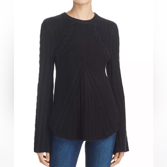 BLOOMINGDALES AQUA 100% CASHMERE SWEATER | Grey Cashmere Sweater | Bell Sleeve - Picture 4 of 5